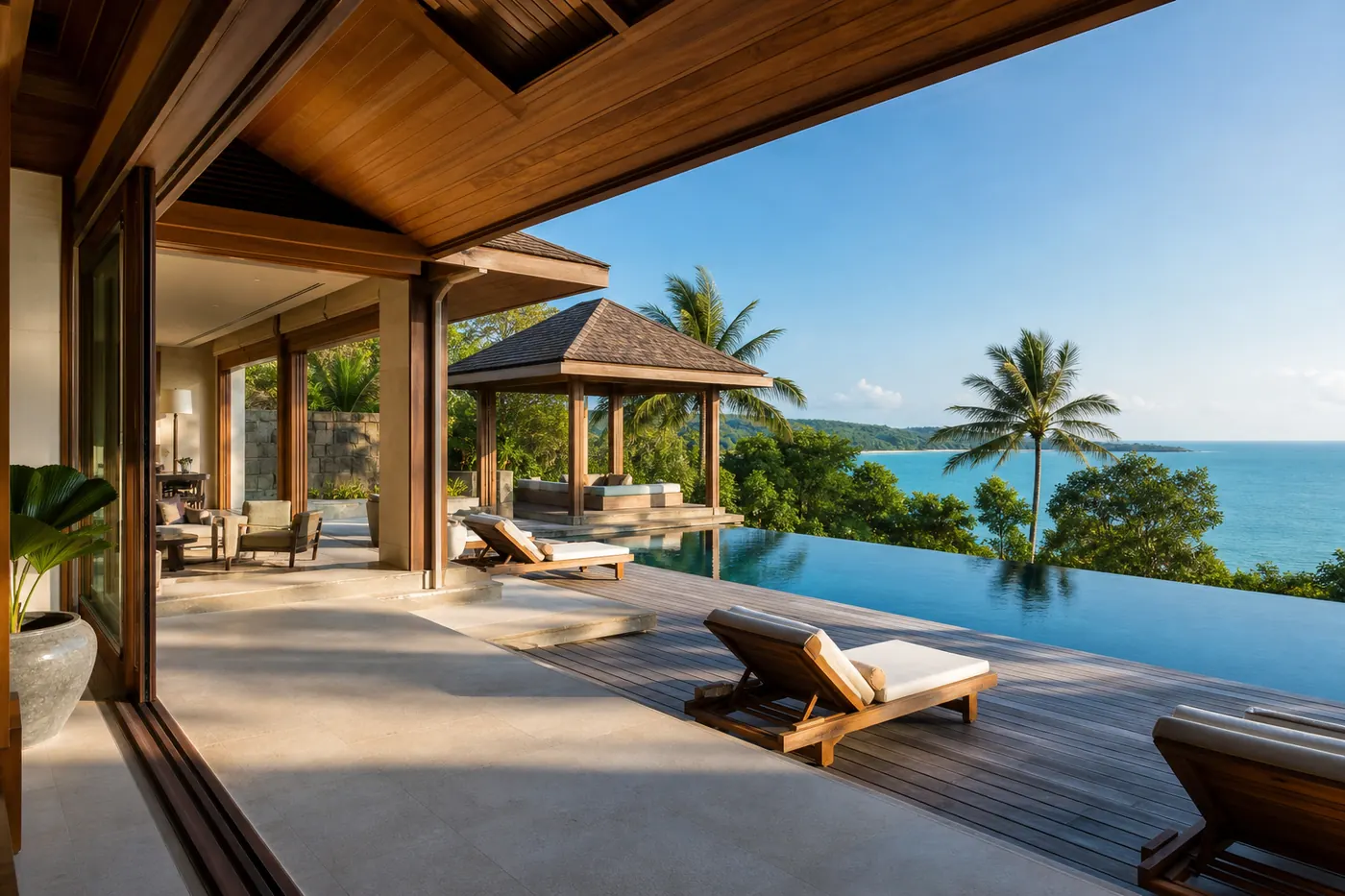 Luxury tropical resort with an infinity pool