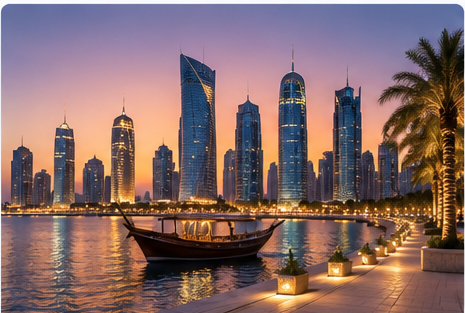 Doha skyline at sunset