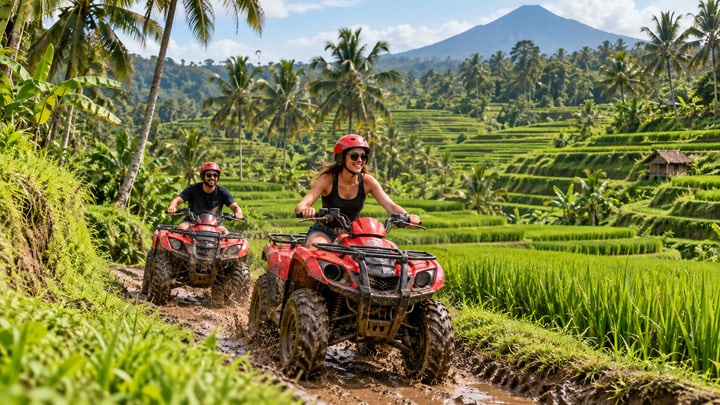 Bali ATV riders in rice terraces
